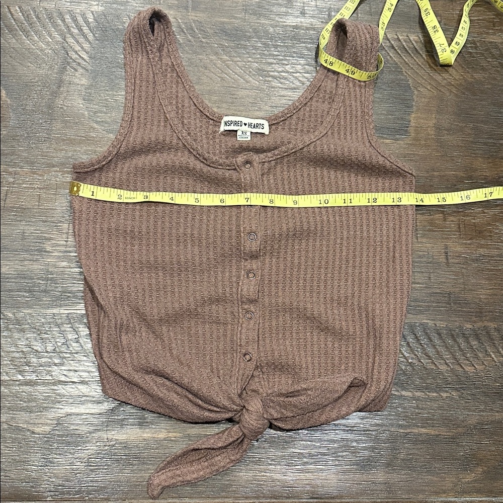 Tie front crop top waffle knit